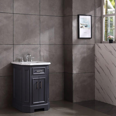 Eviva Glory 24″ Bathroom Vanity with Carrara Marble Counter-top and Porcelain Sink Vanity Eviva